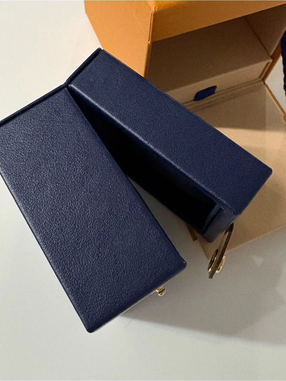 Louis Vuitton Jewelry Ring Box in Navy Blue leather with gift box
